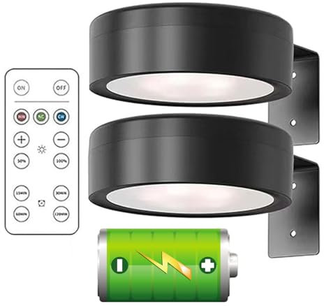 OUDIOHAI Luce Magnetica per Quadri, 2pcs Faretti LED per Quadri, Luci per Quadro da Parete con Telecomando, Applique Senza Fili, Lampada Adesiva Muro a Batteria Illuminazione Magnetica (Nero)