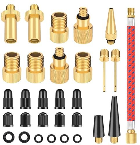 Romon Adaptador Valvula Bicicleta 30 Piezas DV SV AV Bicicleta Válvula Adaptador para Compresor de Bicicleta Bomba de Bola para Todas Las Bicicletas