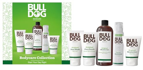 Bulldog Skincare - GiftSet for Men - Mens Grooming giftset - Original Face and Body Care Collection - It includes Original Face Moisturiser, Face Wash, Face Scrub, Shower gel and Spray deodorant