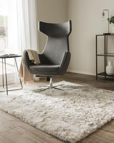 benuta Nest Hochflorteppich Whisper - Beige 150x150 cm - Kuschelig Weicher Teppich für Schlaf- und Wohnzimmer - Pflegeleicht - Fußbodenheizung Geeignet