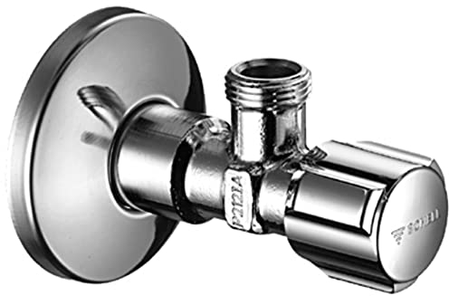 Schell Comfort 052120699 DIN Regulating Angle Valve/Angle Valve 1/2 Inch x 3/8 Inch Chrome-Plated Long Thrust Shaft Rosette 54 mm with Comfort Handle Without Compression Fittings