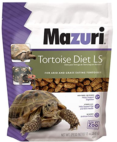 Mazuri Low Starch Tortoise Diet, for African Spurred/Sulcata, Desert, Egyptian, Galapagos, Gopher, Greek, Leopard, Pancake, Radiated or Yellow-Footed Tortoise, 12 oz
