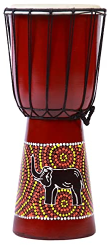 40cm Anfänger Djembe Trommel Bongo Drum Holz Bunt Bemalt Elefant Ziegenfell