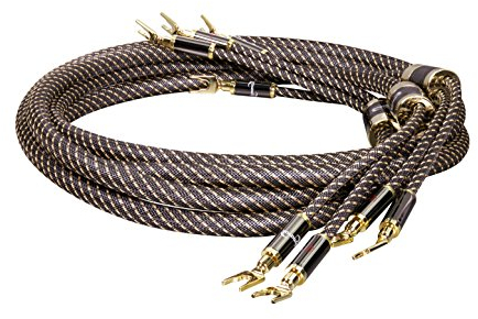 Dynavox Black Line Lautspecherkabel, Paar, Flexibles Premium High-End-Kabel mit hochwertigen Bananensteckern, konfektioniert, Farbe schwarz, Länge 2m