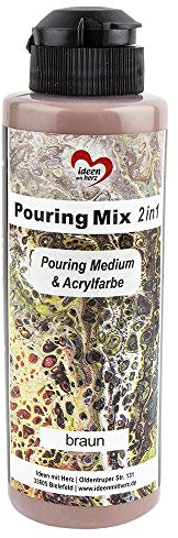 Ideen mit Herz Pouring Mix 2in1 | Pouring Medium & Acrylfarbe | 180 ml | kein weiteres Mischen mit Fluid, Medium oder Silikonöl erforderlich (braun)