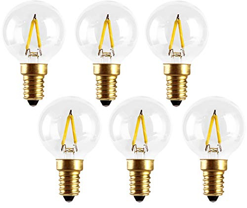 E14 1W G40(G14) Globe LED Bulb Edison Incandescent 10 Watt Lamp Equivalent Non-Dimmable 6000K Daylight White 150 Lumen CRI>90+ European Style Bases Round Decorative Light Bulb, 6 Pack