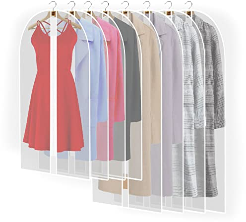 8 Stück Transparente Kleidersack Kleiderhüllen Abdeckung mit Reißverschluss, Kleiderschutzhüllen Jacke Mantel Kleider Abendkleider Anzug Schutz Kleiderhulle Anzughulle Anzugsack Durchscheinende(Weiß)
