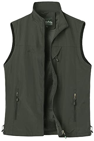 Btmpmcs Herr utomhus casual västar snabbtorkande fiskeväst lätt ärmlös jacka andningsbar fotografi väst camping jakt topp verktygsväst, A-armégrön, XXL