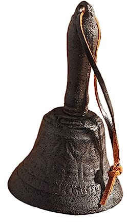 Cabilock Campana De Hierro Vintage Arcaica 20 Cm Campana Manual De Fundición Rústica para Entrenamiento De Mascotas y Decoración Hogareña Estilo Retro Oxidado