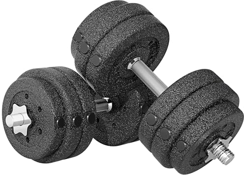 HOMCOM 30KG Adjustable Weights Dumbbells Set, Dumbbell Hand Weights for Home Office Gym Body Fitness Lifting Training, Black