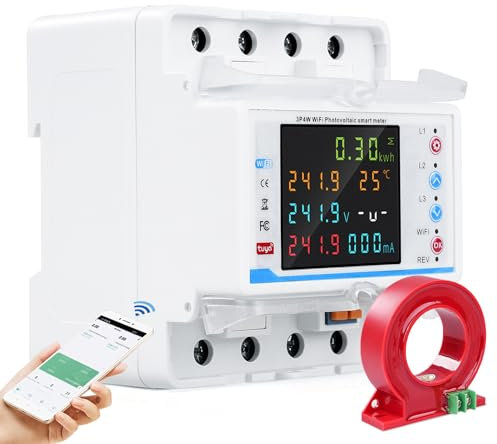 Wifi medidor de consumo electrico trifasico 100A 380V AC inteligente contador electrico bidireccional con control de tiempo/subtensión/sobrecorriente protección con transformador de corriente.