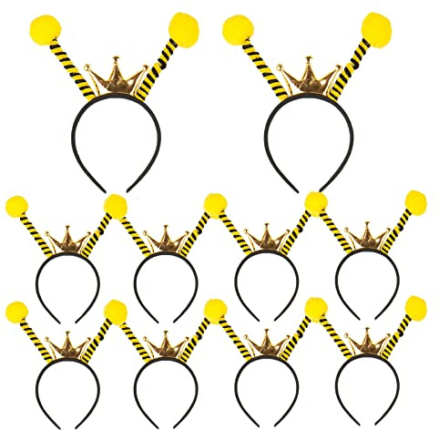 JMOCD Lot de 10 Serre-tête abeille avec antennes, Abeille Femme Fille Bandeau,Serre-tête Abeille avec Antennes pour fête, déguisement quotidien, photographie, bal masqué, cosplay