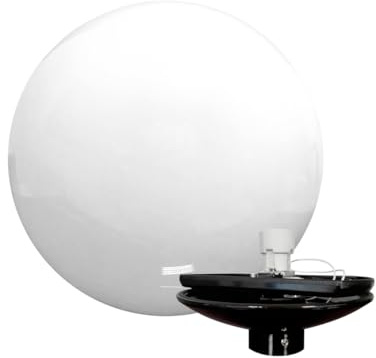 EXTRUMOL - Kit de Iluminación Exterior – Bola Farola Exterior Policarbonato Blanco - Ø30 cm (Boca 17 cm) y Base de Policarbonato E27 Negro – Ideal para Jardines, Parques, Caminos y Espacios Públicos