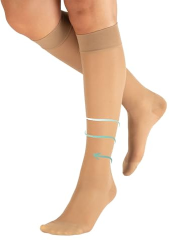 CALZITALY PACK 1/2 Calcetines medicos a compresión graduata fuerte, Medias hasta las Rodialla elásticas y graduadas, 140 DEN | 15-21 mm/Hg | CALCETERÍA ITALIANA (Natural, XS/S)
