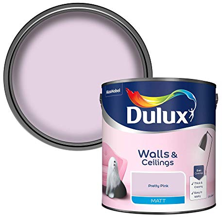 Dulux 500006 Matt Emulsion Paint For Walls And Ceilings - Pretty Pink 2.5L