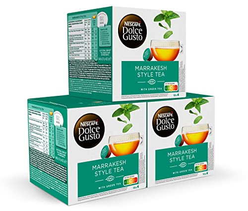 NESCAFÉ Dolce Gusto Té Marrakesh - Cápsulas de Café, 48 Cápsulas (3 x 16) - Té verde de menta - Originales para cafeteras Dolce Gusto