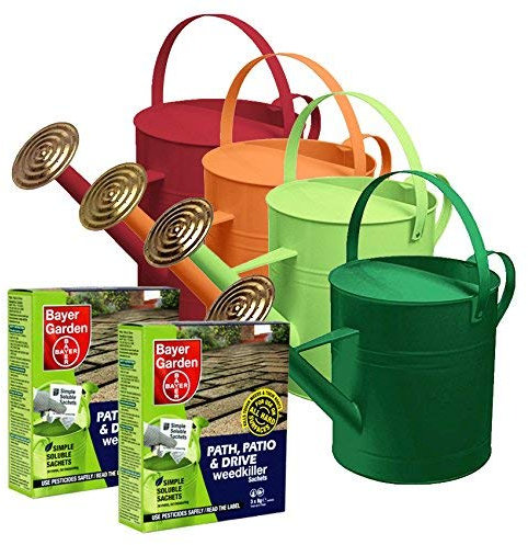 Bayer Garden 2 x Path, Patio & Drive Weed Killer & Watering Can Set - 3 x 8g Sachets per pack treats upto 75sqm - Kills Ground Elder, Nettles, Docks, Couch Grass & Japanese Knotweed.