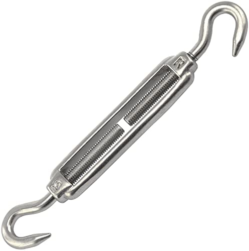 OPIOL QUALITY® Spannschloss Haken - Haken M12 aus Edelstahl A4 V4A (2 Stück) ähnl. DIN 1480 Spannschlösser Wantenspanner Drahtspanner Spannschraube Seilspanner