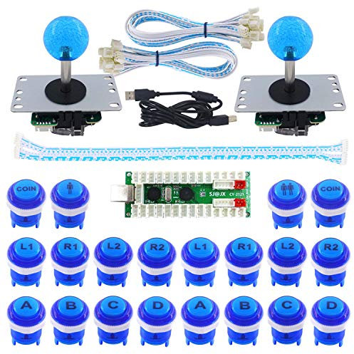 SJ@JX 2 Player LED Arcade Game DIY Kit Mechanical Keyboard Switch PC MAME Raspberry Pi LED Button Fighting Joystick Controller Zero delay USB Encoder Retropie