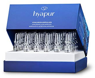 hyapur® Hyaluron ampuller 30 x 2 ml med högkoncentrerad hyaluronsyra för fyllig och stramare hud, för ansikte, hals och dekolleté