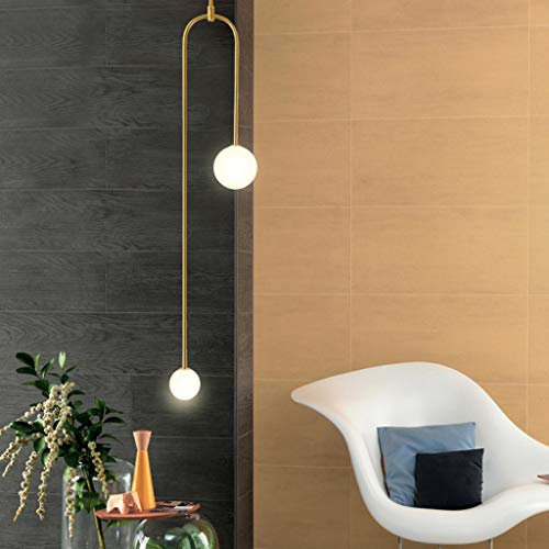 Lampada Sospensione Comodino Moderno 2 Teste Luce Pendente Applique Filo Lampadine G9 Lampada Soffitto Metallo Cromato Soggiorno Sala Pranzo Cucina Tavolo Pranzo Decorazione Lampadario,D'oro