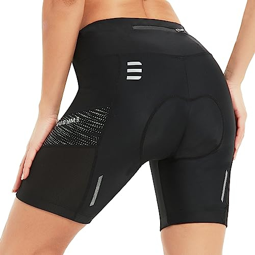 NOOYME Pantaloncini Ciclismo da Donna Pantaloncini Intimo Ciclismo Sportivo Traspirante con 4D Gel Imbottiti Mutande Asciugatura Rapida Elastici per Equitazione MTB Bicicletta