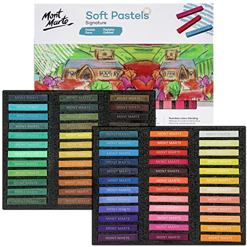 Mont Marte Pastellkreide Set – 72 Stück – Softpastellkreide für bunte und ausdrucksstarke Malerei – Weiche, kreidige Textur