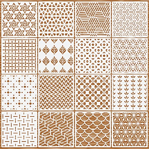OOTSR 16 Stück Schablonen Set, DIY Malschablone, Malen Zeichnen Schablonen Wiederverwendbar Kunststoff Schablonen Vorlagen für Holz, Boden, Möbel Wandgestaltung, Scrapbooking Handwerk Deko
