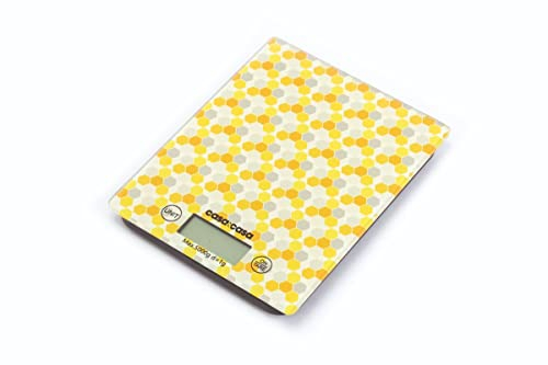 Casa&Casa Digital Kitchen Scales, Professional Food Weighing Scale with Display, Electronic Scale Weight g, lb, oz and kg for Meal Prep, Cooking & Baking, Precise Graduation Up to 1g, Honey Comb