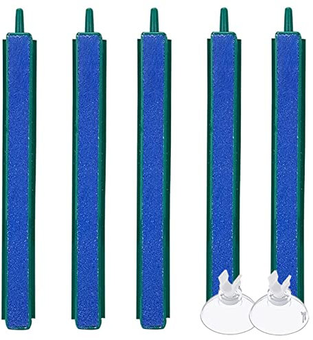 LAMXD 5 PCS Air Stone Bar 12 cm 4.2 Bubble Release Mineral Airstones for Fish Tank Aquarium Pump Green/Blue