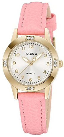 TASGO Women's Leather Quartz Watch Easy Read Watch with Diamond Luminous Waterproof Fashion Wristwatch for Women Ladies Girls