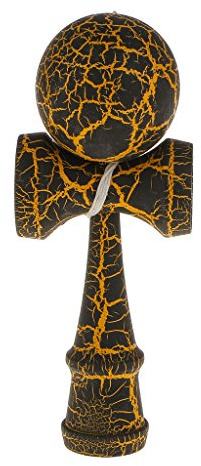 Tiuimk Cracked Paint Technique Kendama Ball (Black/Yellow) - Traditional Japanese Game for Hand-Eye Coordination and Concentration