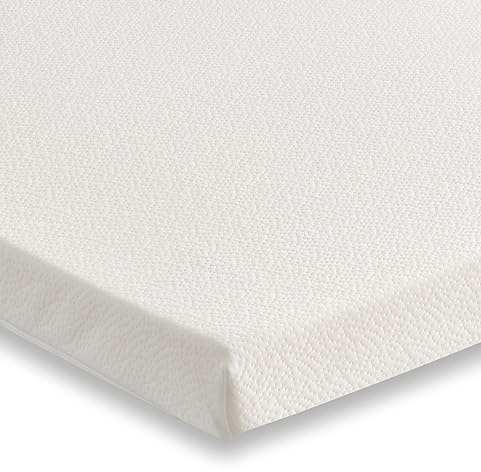 Starlight Sängar Kylskum Madrass Topper Shorty. 2,5 cm kort madrass med minnesskum topp. Kort madrassöverdrag med avtagbart överdrag, vit. – 75x175x2,5 cm (2ft6x5 fot)