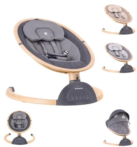 Kikkaboo Babywippe Ashlee elektrisch Schaukelfunktion Moskitonetz Fernbedienung, Farbe:dunkelgrau