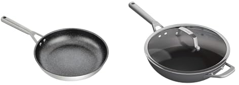 Ninja ZEROSTICK Stainless Steel Cookware 30cm Frying Pan, Long Lasting, Non-Stick ZEROSTICK Premium Cookware 28cm Wok