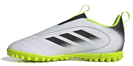 Adidas Unisex-Kids Goletto IX Laceless Turf Soccer, White/Black/Lucid Lemon, 12