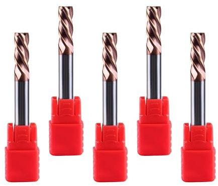 TIOMIOSEA 5 Stück 6mm VHM Fräser Schaftfräser Hartmetal, AlTiN beschichtet 55 HRC 4 Schneiden, bohren, fräsen, schlichten, eintauchen, CNC, Wolframkarbid