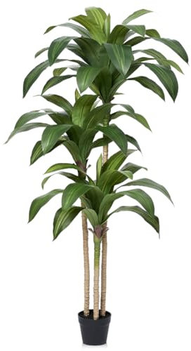 VeriNatural Artificial Dracaena Tree 150cm - Large Faux Plants Indoor with Plastic Pot 3 Sturdy Trunks & UV-Resistant Plastic Fake Tree - Ideal for Home Office Living Room House Outdoor Decoration