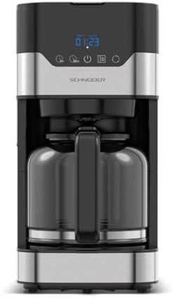 SCHNEIDER Cafetière Digitale Programmable, 1,5L, 900W, Filtre Permanent, Inox, Noir