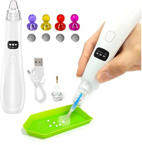 Reofrey Electric Diamond Painting Pens with Vacuum Pump – 3 Adjustable Suction Mode & Rechargeable - 4pcs Diamond Art Locator Accessories & 2 Replacement Tips – Faster DIY Art Pickup Tool Kit