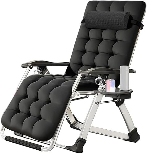 Tourtecs Chaise Longue Pliable - Chaise Longue de Jardin - Fauteuil de Relaxation - avec Coussin Confortable - Très résistant - 200 kg (1, Noir, 72 cm)