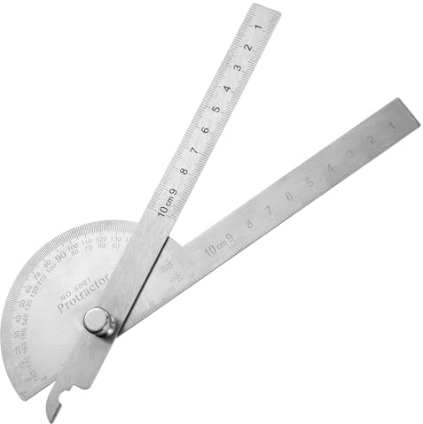 Heclia 180° Winkelmesser Edelstahl, Präzisions Winkelmesser für Holzbearbeitung, Metallbau, Bauwesen und Heimwerker, Verstellbarer Winkelmessers mit Rundskala für präzises Messen, Profi Messwerkzeug