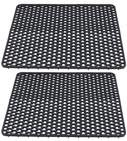 SYUTBOU 2 Inserti per Lavello a Nido d'Ape, 30,5 x 30,5 cm, in Silicone Antiscivolo e Resistente al Calore, Grigio Scuro