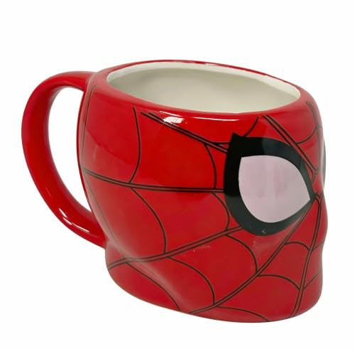 MUNTRADE Tasse Spiderman en Céramique 400 ml | Tasse 3D avec Design de Superhéro Rouge | Mug Original pour Café, Lait, Infusions ou Chocolat | Cadeau pour Fans, Enfants et Adultes