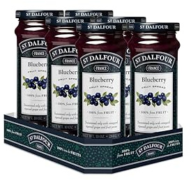 St. Dalfour Blueberry Fruit Spread 284g – No Added Sugar, 100% Real Fruit, All-Natural Jam Alternative, Vegan, Gluten-Free, Non-GMO, Made in France - Bulk Pack 6 x 284g