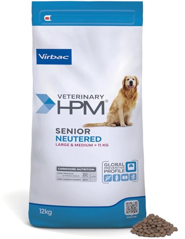 Virbac Veterinary HPM Vet Dog Senior Neutered M/L Nourriture pour Chien 12 kg