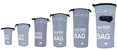 DonDon Dry Bag wasserdichte Tasche 2l, 5l, 10l, 15l, 20l, 30l Pack-Sack Beutel mit Schultergurt - grau 15 Liter