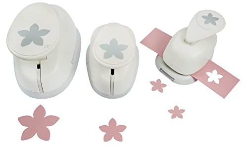 MCE-Commerce Motif Punch Set Flower, 3 Pieces, White, 1x 1,6cm, 1x 2,54cm, 1x 3,81cm
