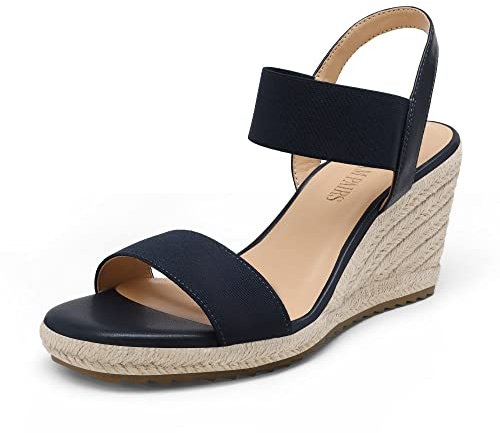 DREAM PAIRS Alpargatas Cuña Mujer,Size 36.5,Armada,SDPW222W
