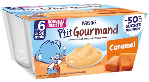 Nestlé Bébé - P'tit Gourmand Caramel - Laitage dès 6 mois - 4 x 100g (4 Laitages )
